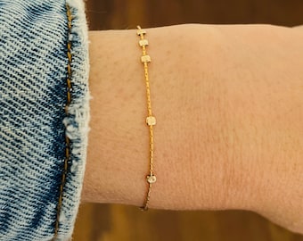 Studded Bead Layering Bracelet in Gold Fill and Sterling Silver