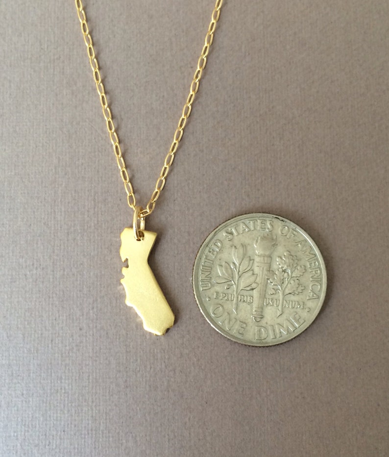 Tiny Gold CALIFORNIA State Necklace also in Silver and Rose Gold Fill image 3