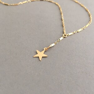 Single Star Bar Lariat Necklace available in Gold or Silver image 2