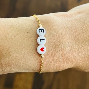 CUSTOM Alphabet Letter Beaded Gold Bracelet also available in Silver Rose Gold Personalized Name Bracelet image 1