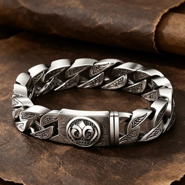 Bracelet punk pour hommes 925, bracelet vélo gothique, bracelet iris ailé en argent vintage, cadeau pour lui