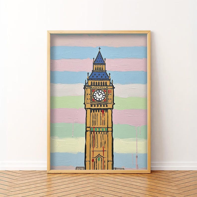 Big Ben Wall Art Print, London Poster, Colorful UK Landmark Painting ...