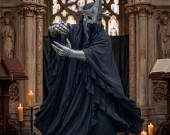 Handmade Witch-king Costume - Full Nazgul Regalia with Articulated Gauntlets & Spiked Helme- Gothic Fantasy Nazgul Lord Robes - LOTR Cosplay