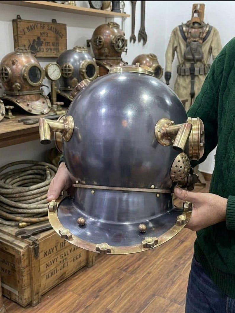 Buy Antique Style Mark V Diving Helmet – Brass Steel Nautical Decor ...