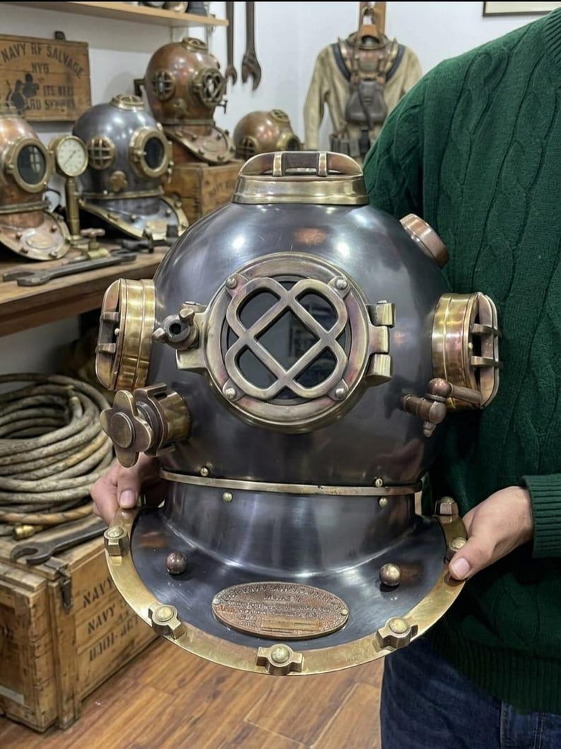 Buy Antique Style Mark V Diving Helmet – Brass Steel Nautical Decor ...