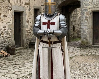 Hand-Finished Medieval Knight Templar Full Body Armor Set – 18-Gauge Steel Costume