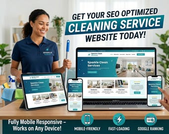 Cleaning Service WordPress Website Design – SEO Optimized, Mobile Friendly, Booking & Reviews Included