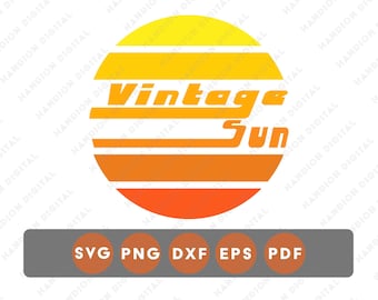 Vintage Sun Sunset Retro, Transferências DTF PNG, Adesivos para Copos por Sublimação, Estampas para Camisetas