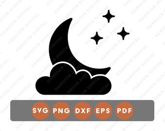 Urso dormindo na lua SVG para Cricut, decoração de quarto de bebê, DTF, DTG, pronto para corte