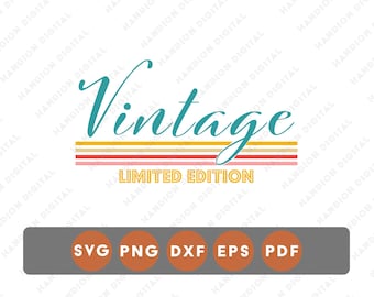 Edição Limitada Retrô Vintage, Arquivo SVG para Cricut, Transferência DTF PNG, Design de Adesivos de Vinil