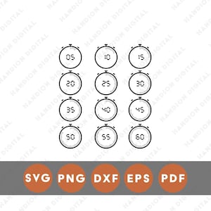 Cadran de minuterie de cuisine SVG compte à rebours cadran vecteur moderne Silhouette numérique fichier artisanal