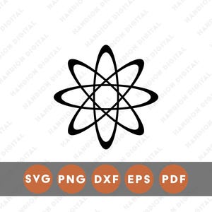 Diseño de camiseta de ciencia Atom Core SVG Física moderna Gráfico vectorial Silueta digital Artesanía