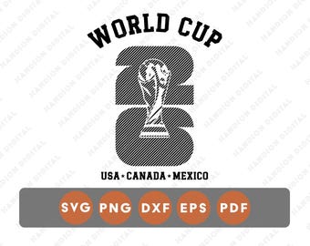 Copa do Mundo de 2026, EUA, Canadá e México SVG para Cricut, Futebol Retrô, DTF, Pronto para Corte