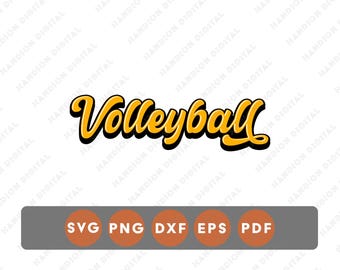Gráfico retrô com escrita de vôlei, transferências DTF em PNG, adesivo para copo sublimado, estampa para camisetas