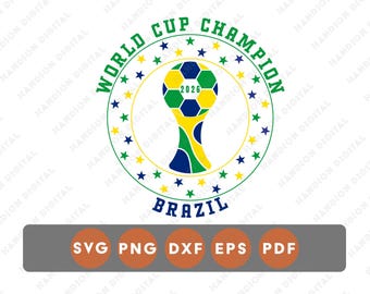 Copa do Mundo 2026 Brasil SVG para Cricut Campeão do Futebol DTF Pronto para Corte