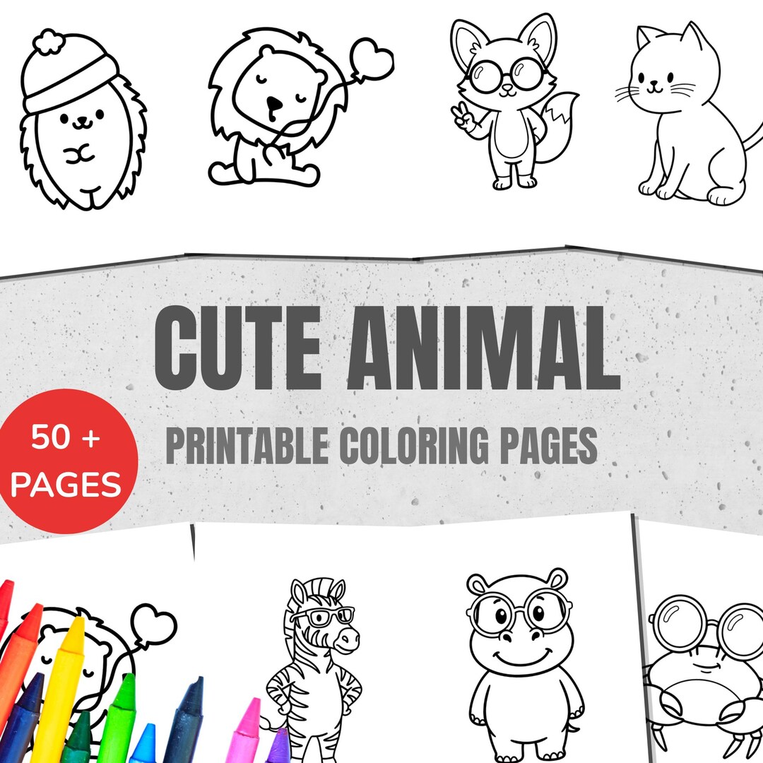 Cute Animals Coloring Book for Kids | Printable Kawaii Animal Coloring ...