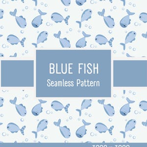 Cute Fish Seamless Pattern, Ditsy Nautical Ocean Digital Paper Pack, Whimsical Sea Fabric Design, Kids Nursery Wallpaper, Commercial Use