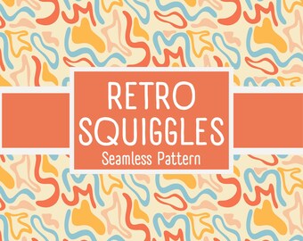Padrão sem costura retrô com rabiscos para download digital | Design de tecido abstrato e descolado para impressão sob demanda