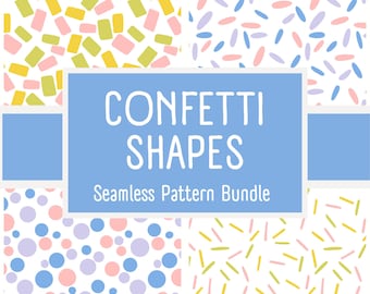 Confetti Shapes Seamless Pattern Bundle | Dots Sprinkles Ovals Squares | Digital Download Fabric Design