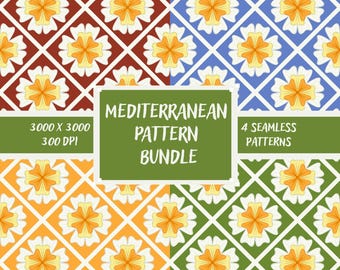 Daffodil Mediterranean Tile Bundle | 4 Colorways | Digital Download