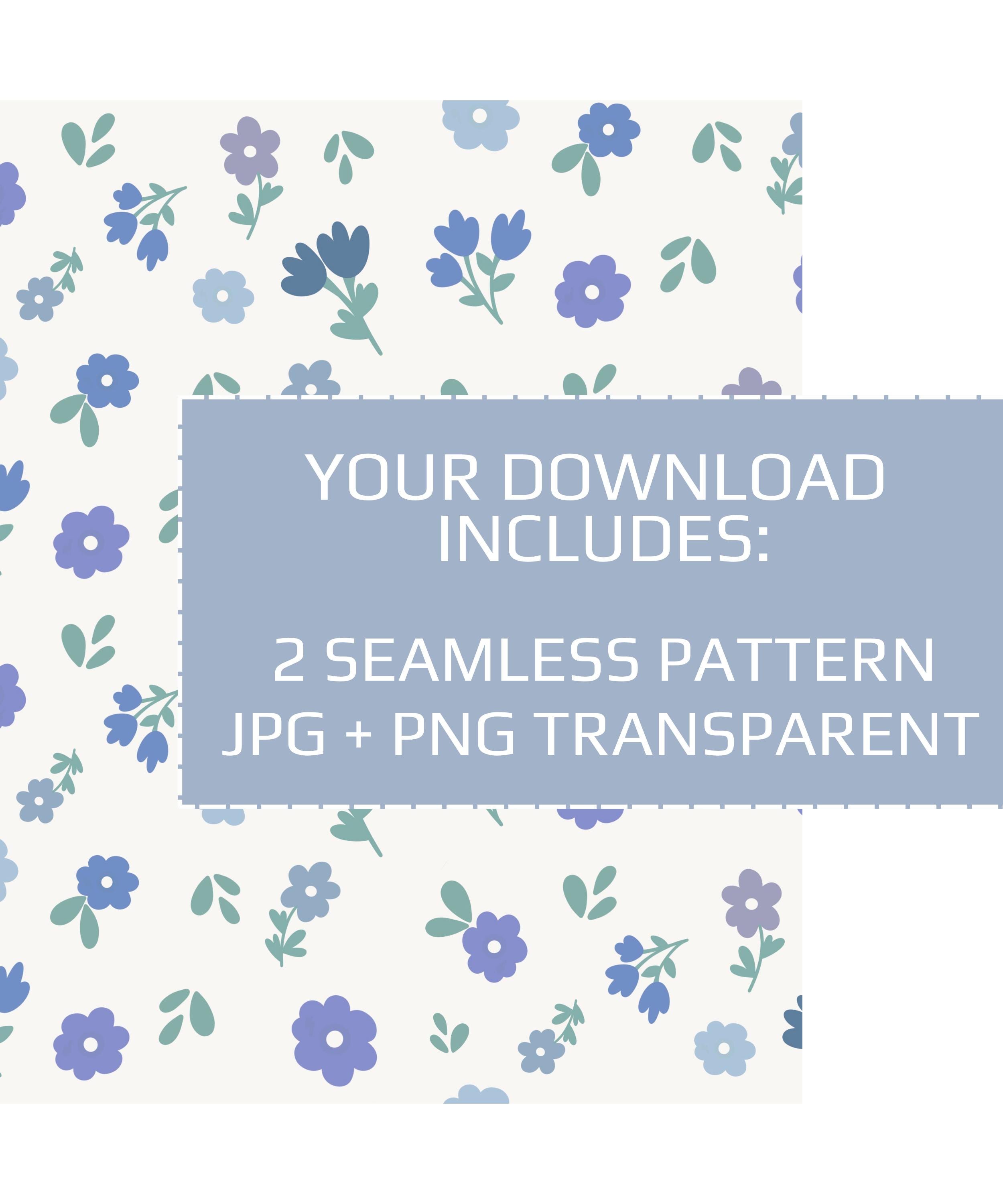 Ditsy Floral Seamless Pattern Bundle | Blue Pink Spring Flowers Fabric ...