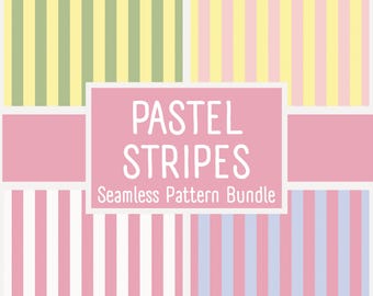 Pastel Stripes Seamless Pattern Bundle | 4 Colors Fabric Design | JPG Digital Download