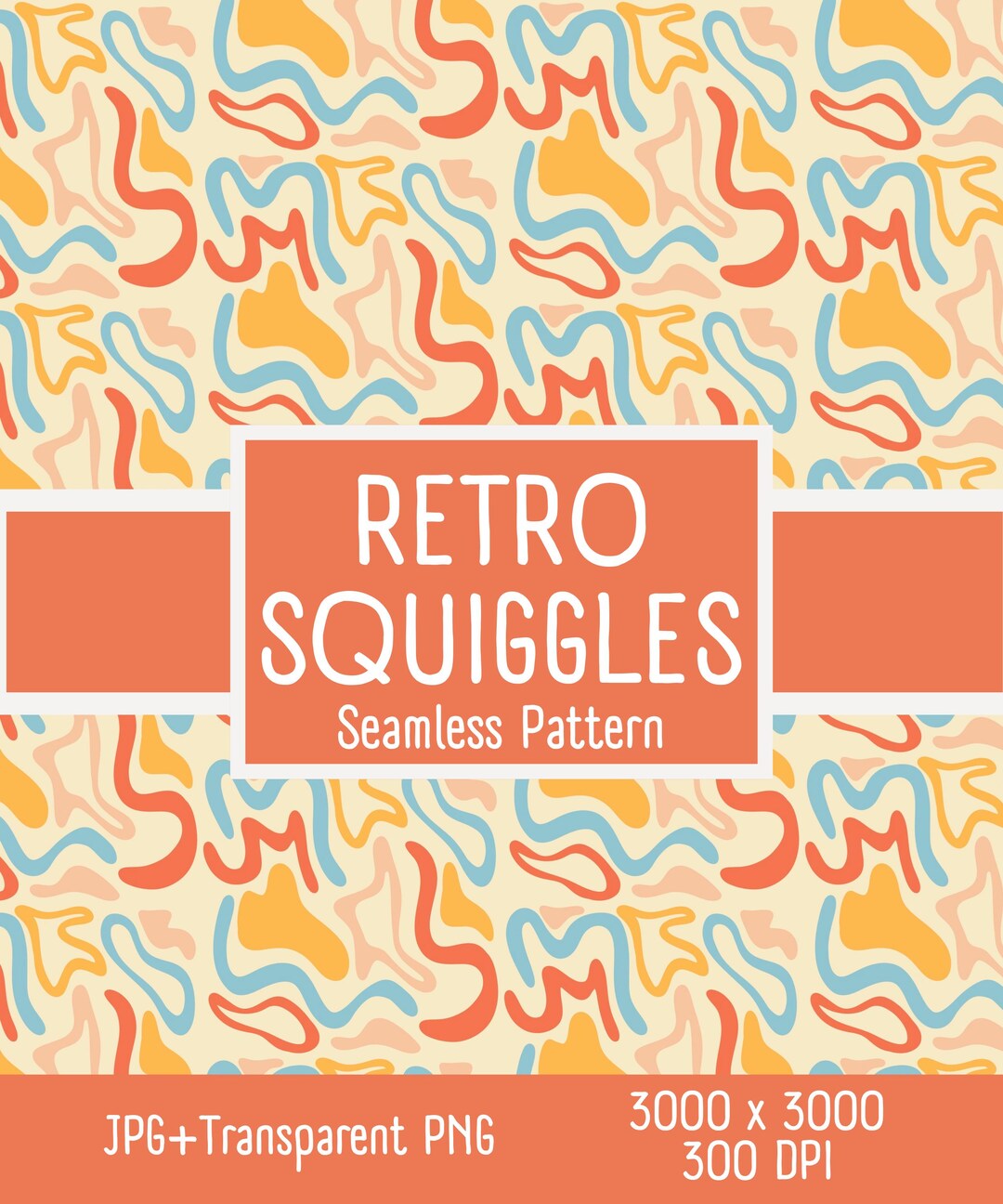 Squiggle Clothes Pattern Retro Squiggles Seamless Pattern Digital Download | Groovy Abstract ...