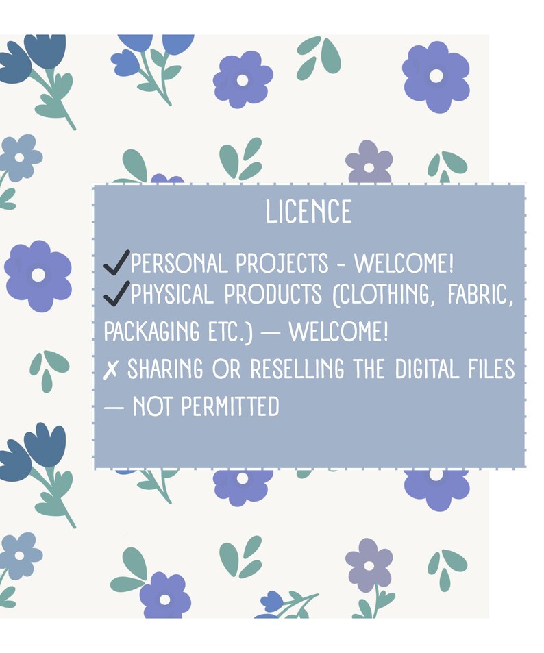 Ditsy Floral Seamless Pattern Bundle | Blue Pink Spring Flowers Fabric ...