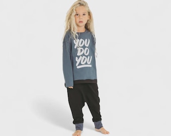 Oversized Kids T-Shirt, YOU DO YOU Graphic Tee, Asymmetric Toddler Shirt, Unisex Kids Streetwear Top