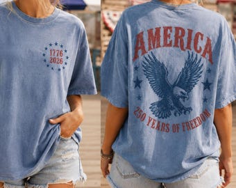 Comfort Colors America Eagle Shirt, 250th Anniversary Tee, Patriotic Western Shirt, 250 Years of Freedom T-Shirt, Fourth of July Shirt