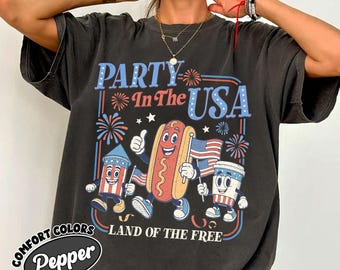 Retro Party In The USA Comfort Colors Shirt, 4th Of July Flag Graphic Tee, Vintage Patriotic Independence Day T-Shirt, Cute USA Pride Top