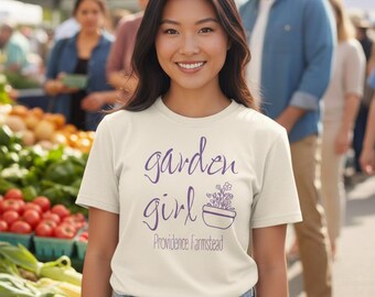 Garden Girl tee | Floral planter illustration