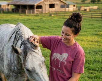 Floral Horse Mama T-Shirt | Garment-Dyed Cotton Barn Tee
