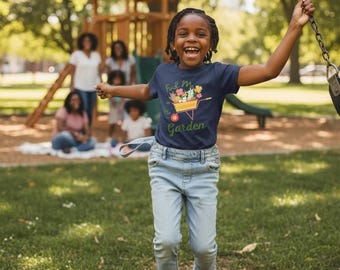 Find Me in the Garden Kids Tee | Wheelbarrow Floral Garden Design