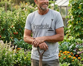 Homesteader Pitchfork illustration Tee | Gardening farmhouse shirt