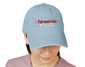 farmerish embroidered logo Hat | denim baseball cap, distressed patch style