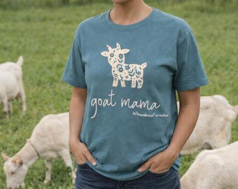 Floral Goat Mama T-Shirt | Hand-Drawn Farmhouse Cotton Tee