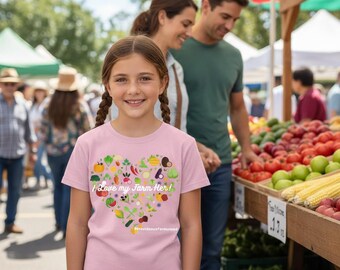 Fruits and Veggie Heart Kids Tee | Produce Love Shirt | Farmers Market