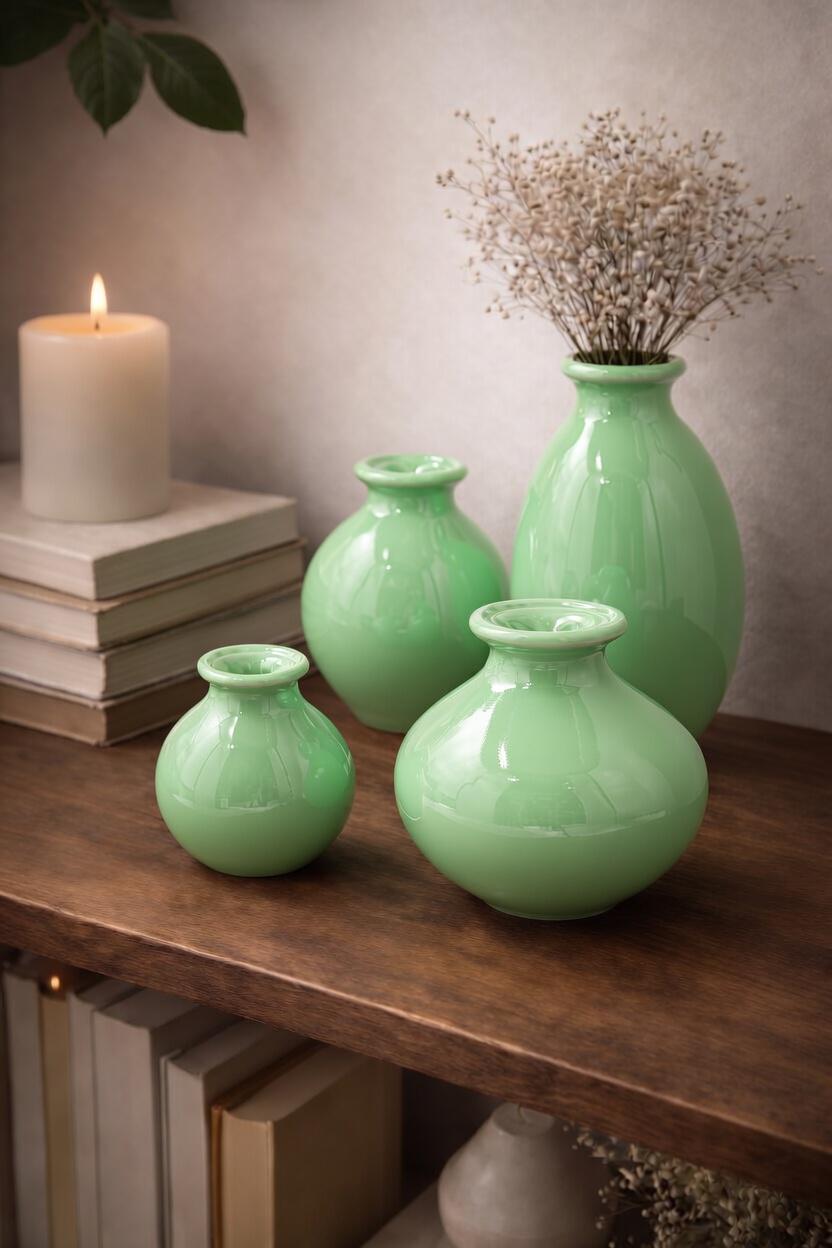 Mint green glass vase