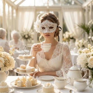 3d white lily lace mask, Angelic Core Masquerade Eyemask, Translucent Bridal Mask for Wedding ,Gift for her