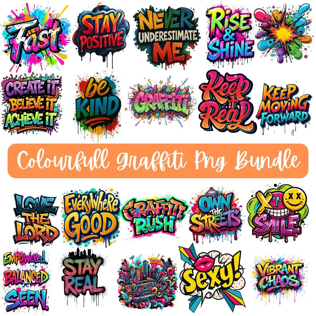 Colorful Graffiti PNG Bundle: Street Art Graphics (digital Download) - Etsy