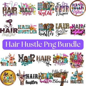 Hair Hustler PNG Sublimation Design, Leopard Cowhide Stylist Graphic (Digital Download)