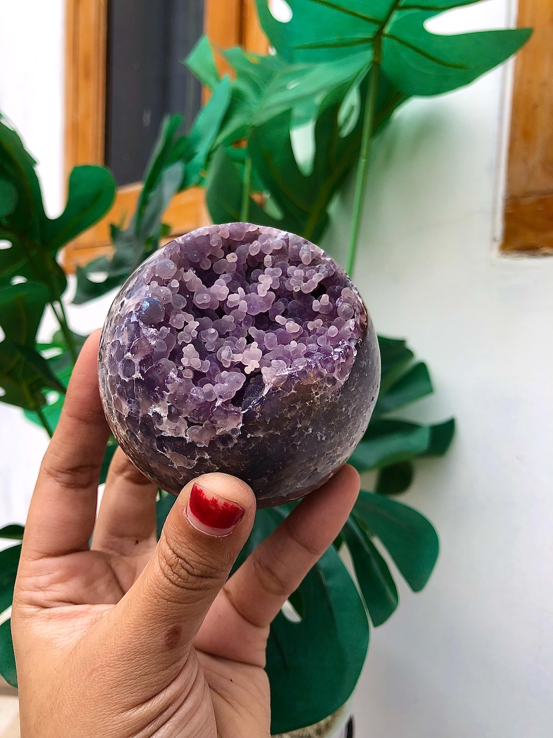 Sphere Grape Agate Geode / Ball Semi Polished Carving Stone,crystal ...