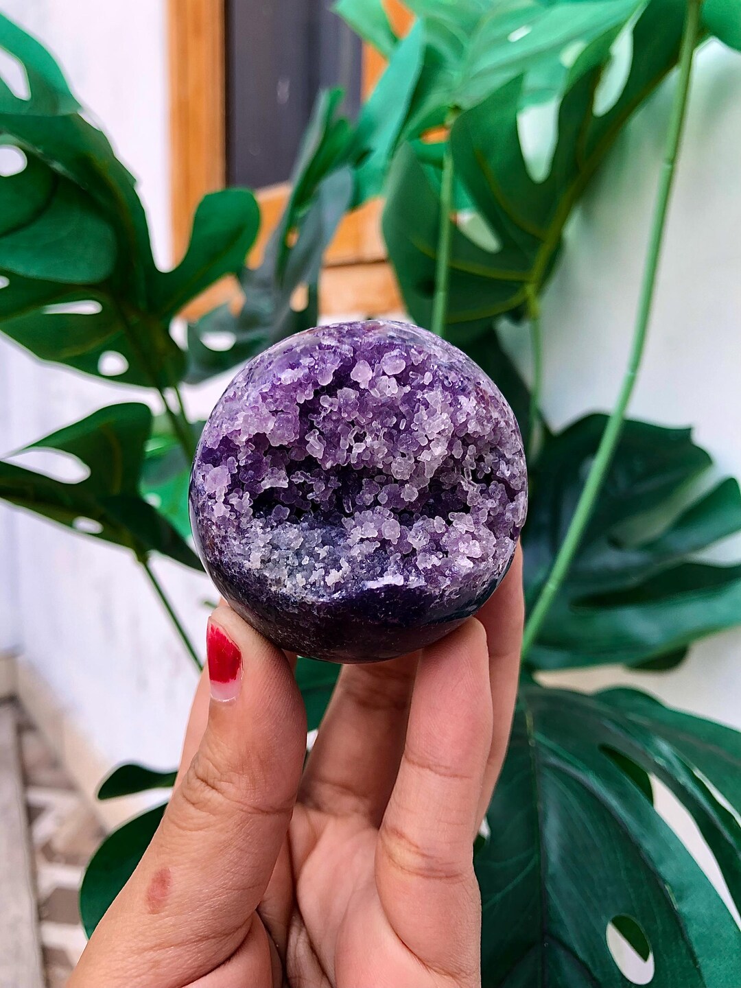 Sphere Grape Agate Geode / Ball Semi Polished Carving Stone,crystal ...