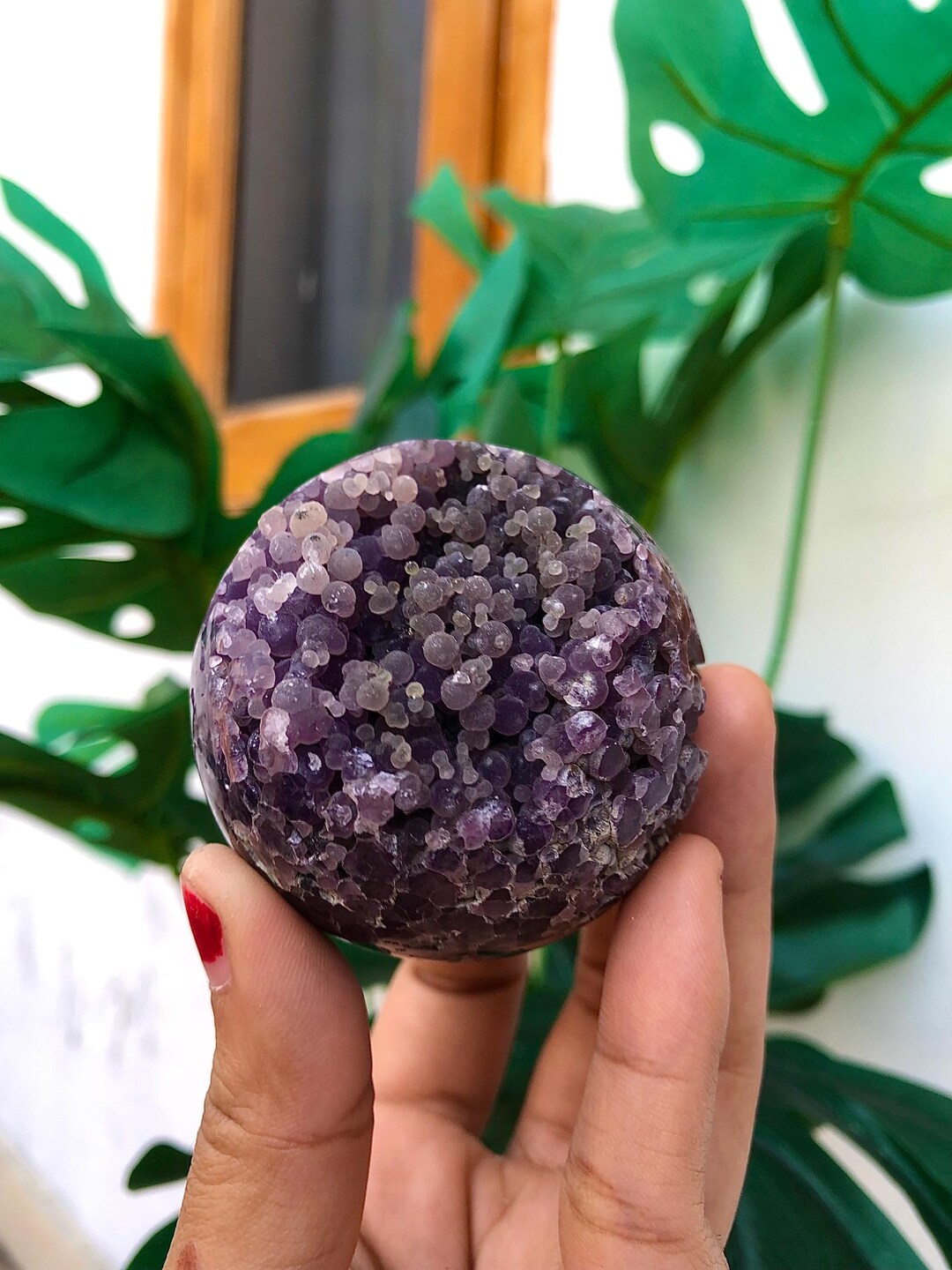 Sphere Grape Agate Geode / Ball Semi Polished Carving Stone,crystal ...