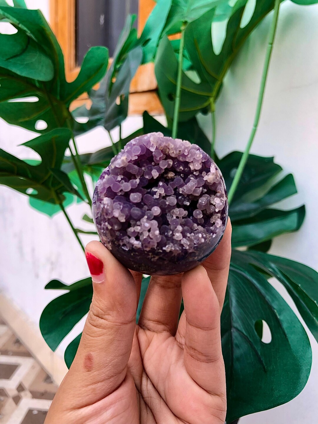 Sphere Grape Agate Geode / Ball Semi Polished Carving Stone,crystal ...