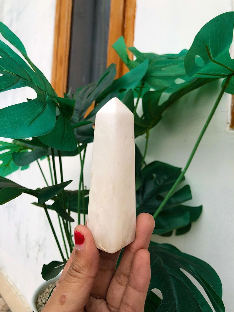 Stunning Snow White Plume Agate Tower Winter Wonderland Crystal Point stunning-snow-white-plume-agate-tower-winter-wonderland-crystal-point