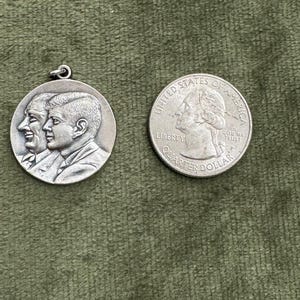 Vintage 1961 Kennedy Johnson Inaugural Ball Pendant Political Memorabilia JFK LBJ Medal