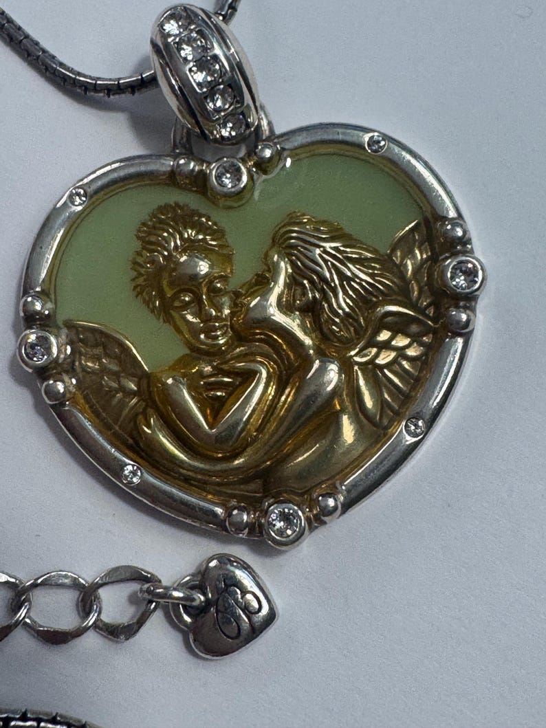 Brighton Silver-Tone Heart Necklace – Angel Charm, ‘Love Divinely’ Pendant zdjęcie 1