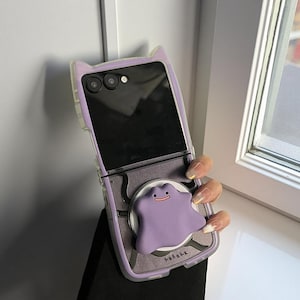 Funda con soporte magnético Purple Ghost para Samsung Galaxy Z Flip 7 FE 6 5 4 3. Funda abatible a prueba de golpes.